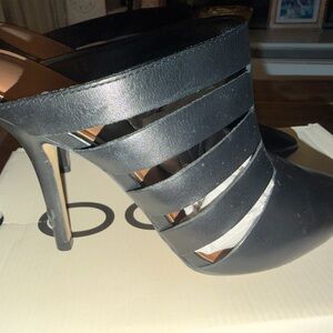 Aldo Black Strappy Heels Mules
